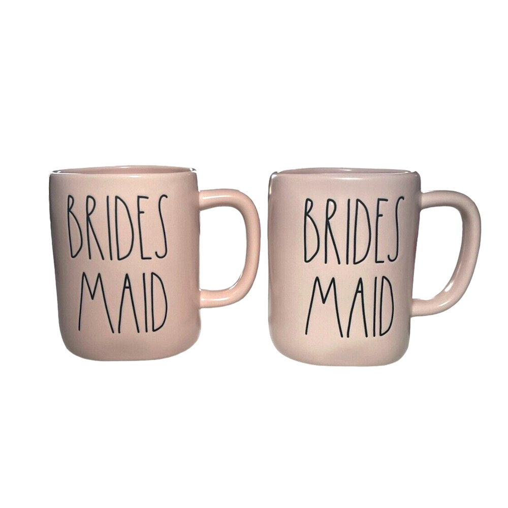 Rae Dunn “BRIDESMAID” Artisan Collection By Magenta Mug Set of 2 Pink Wedding